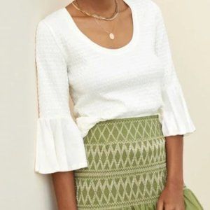 Anthropologie Smocked Bell Sleeve Top
